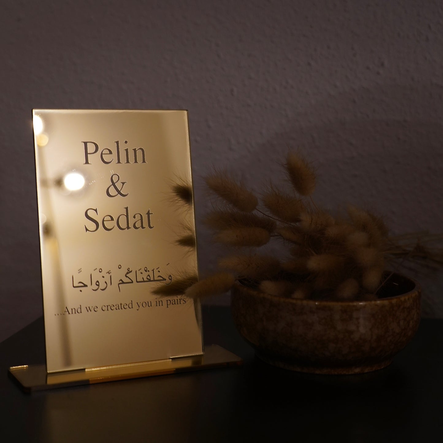 Gold Tischaufsteller Eckig Personalisierbar