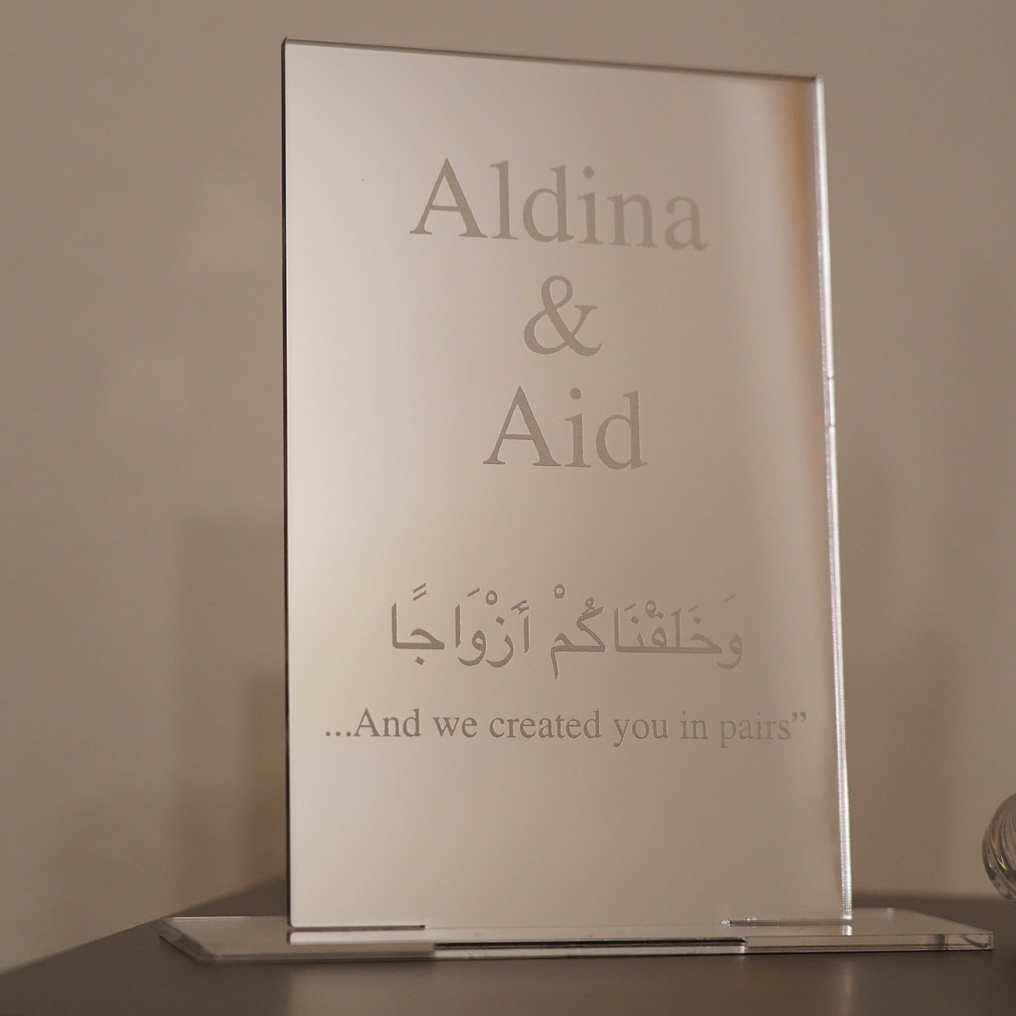 Silber Tischaufsteller Eckig Personalisierbar