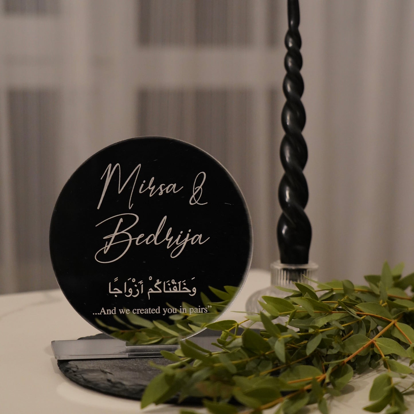 Silber Tischaufsteller Rund Personalisierbar